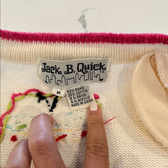 Vintage White Short Sleeve Cardigan Sweater Colorful Insects π π π¦ π π·οΈ π» - Picture 10 of 16